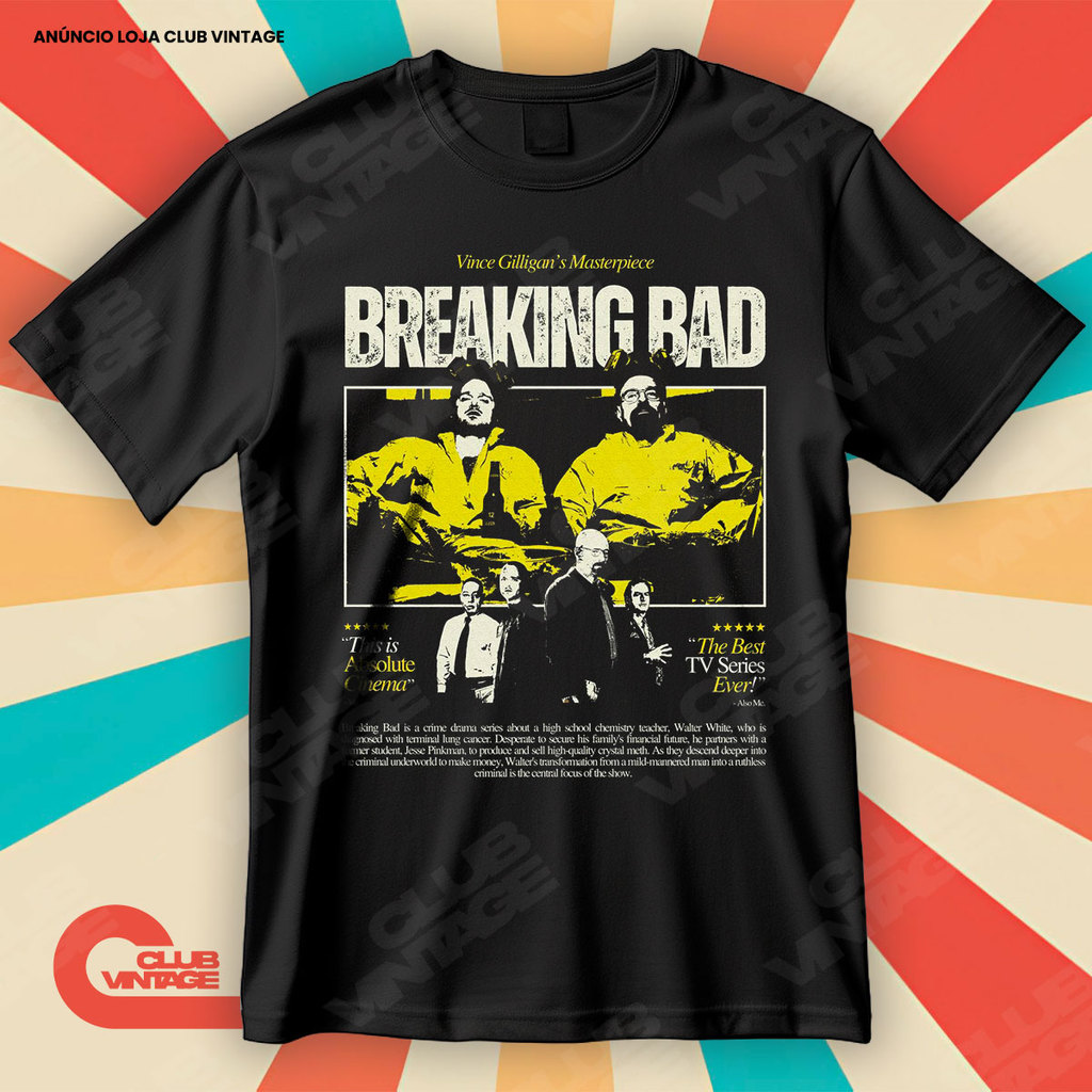 Camiseta Breaking Bad Heisenberg e Jesse Blusa Camisa Séries 100% Algodão