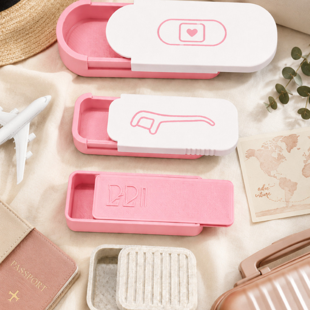 Kit Viagem Porta Curativos Porta Cotonetes Porta Fio Dental Estojo Primeiros Socorros Impressão 3D