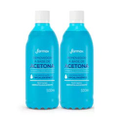 Kit 2 Removedor de Esmalte Farmax à Base de Acetona 500ml