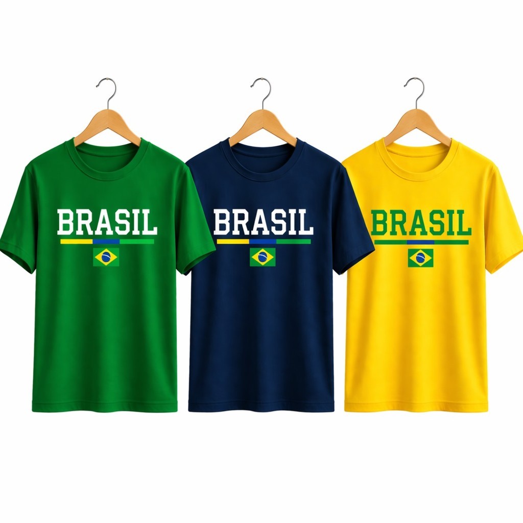 Camisa Brasil 100% Algodao Futebol Copa Churrasco Pagode Selecao Brasileira Urbana Barzinho Verao Confortavel Leve Top