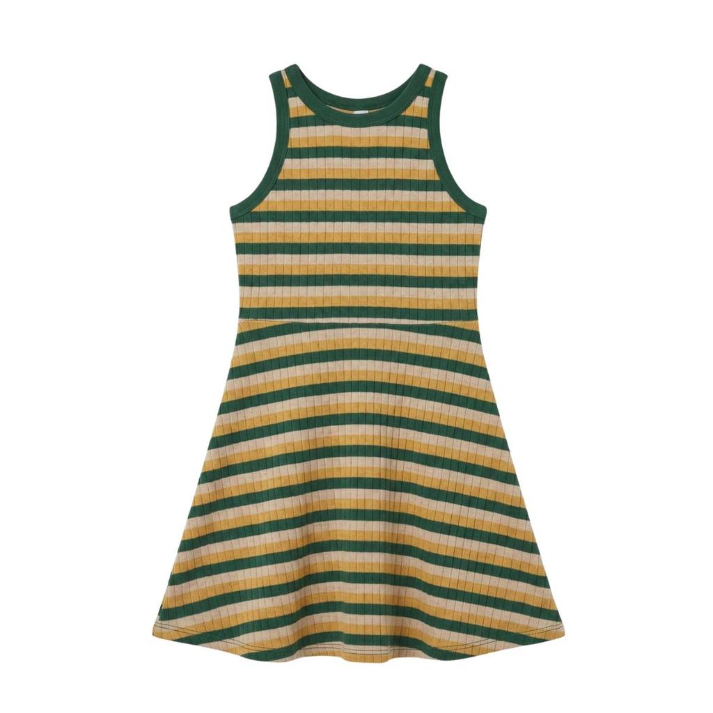 Vestido Hering Infantil Curto Listrado Ribana Canelada