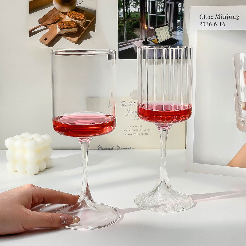 Copo de champanhe com padrão Vertical, vidro de alto borosilicato, vinho tinto, vidro de uísque doméstico, coquetel, esp