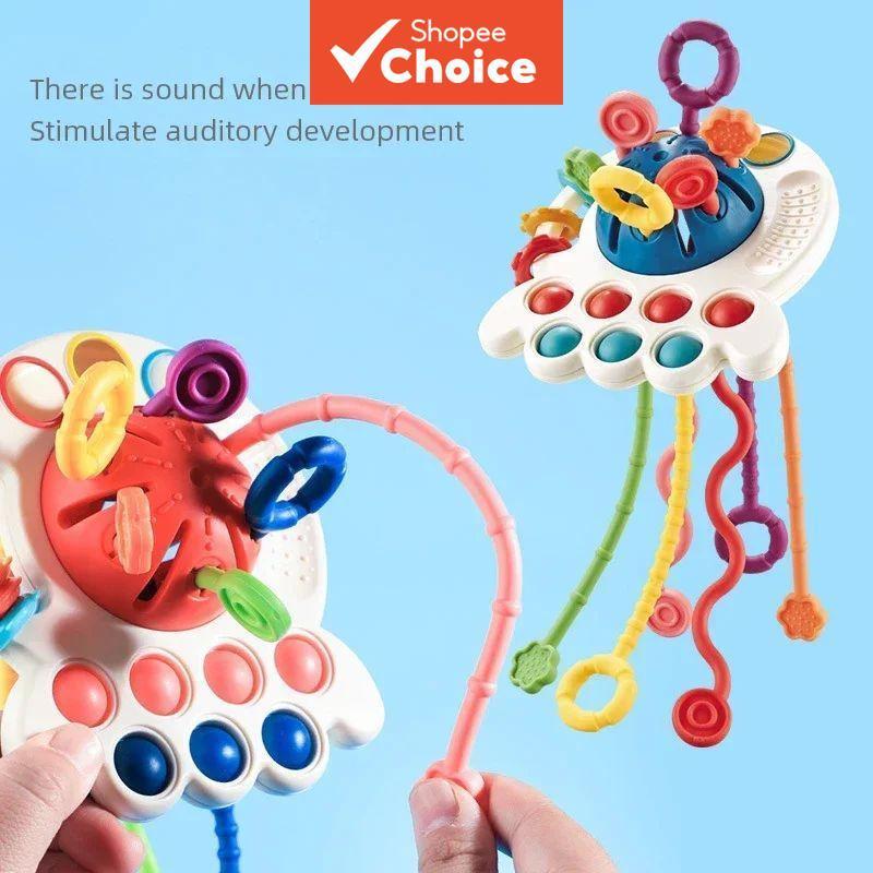 Brinquedo de Dentição Octopus Montessori, silicone macio para alívio das gengivas do bebê, estimula o agarramento e as