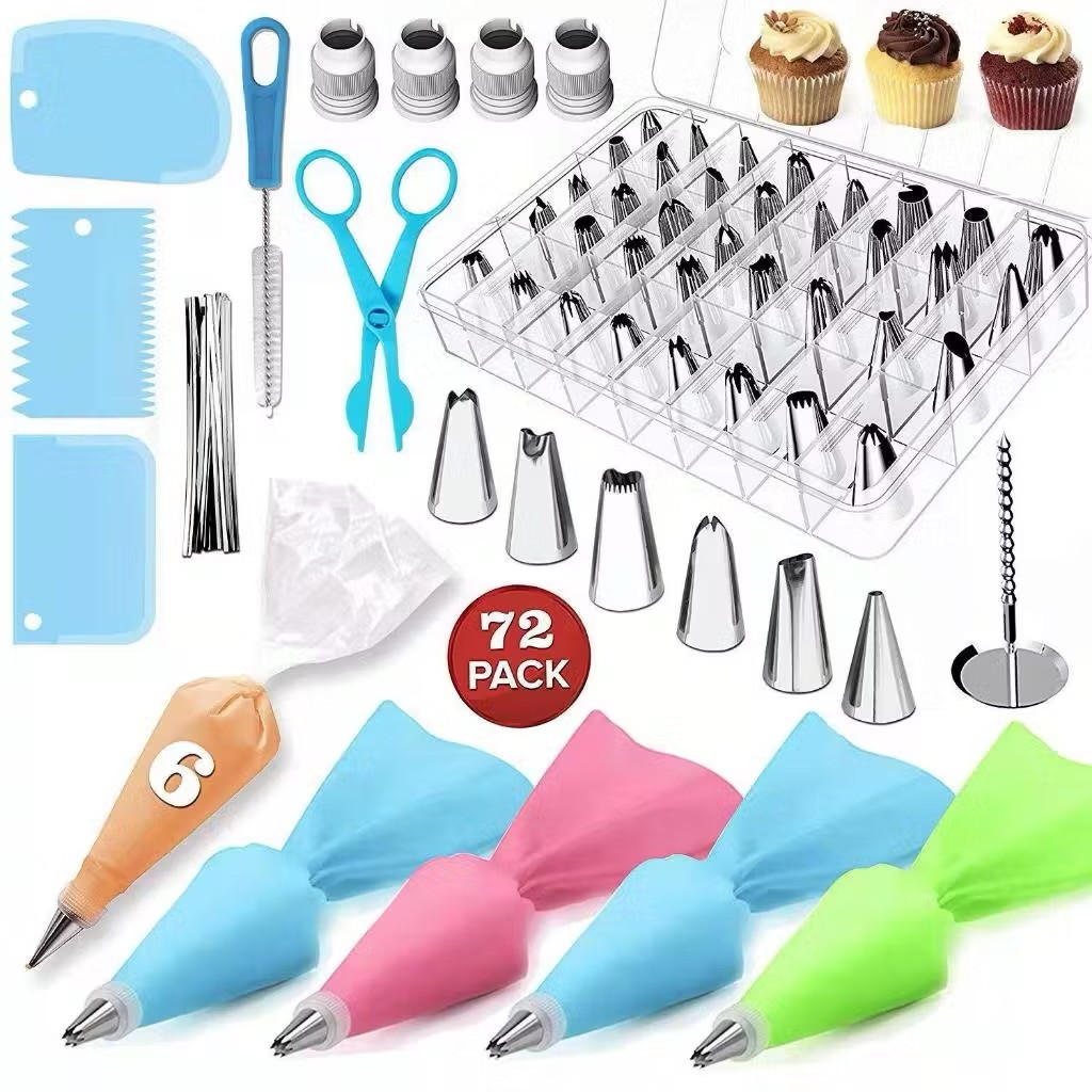 Kit Confeiteiro 72/26 Peças Bicos de Confeitar Profissionais Sacos de Silicone e Acessórios para Decoração de Bolos