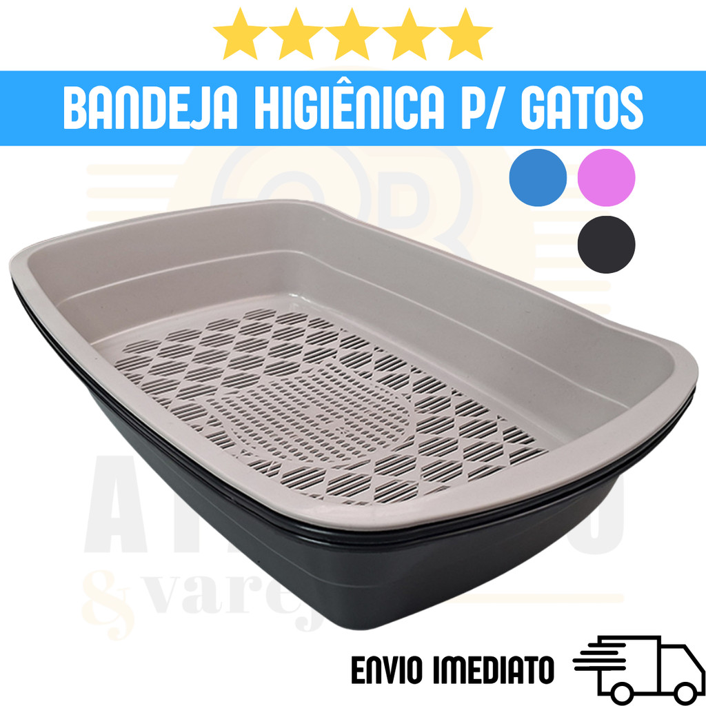Caixa de Areia Sanitária para Gatos com Peneira Mec Pet Banheira Higiênica Furba 3 Peças Bandeja