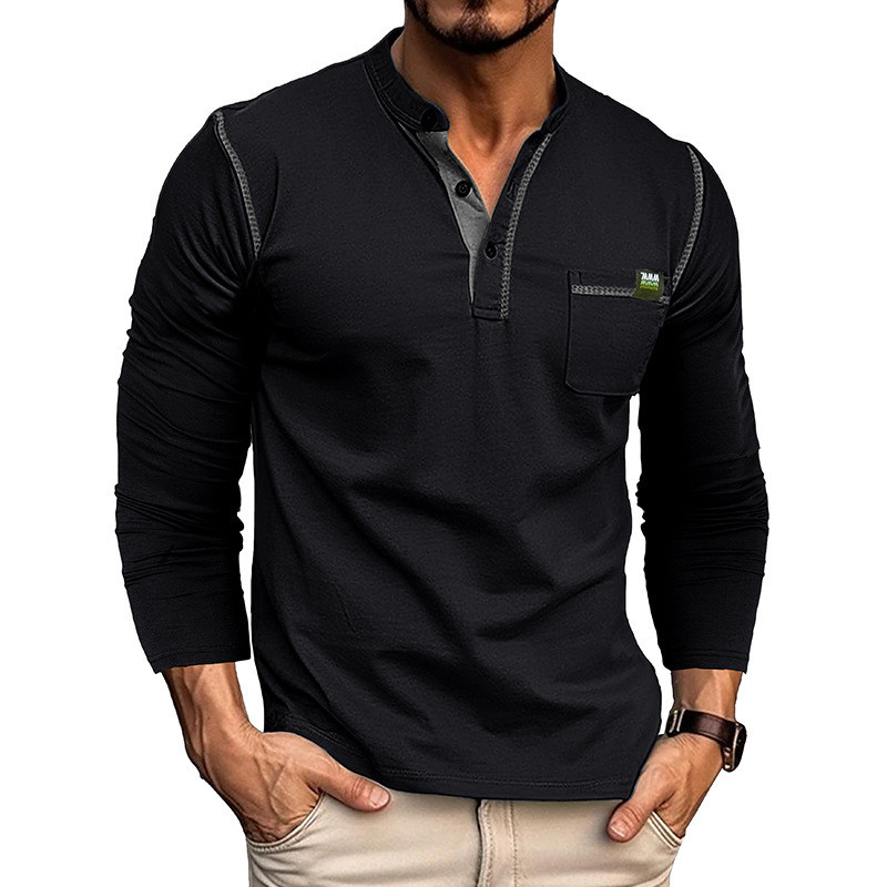 2024 transfronteiriço europeu americano Henry camiseta masculina comércio exterior manga comprida camisa Henry cor @-