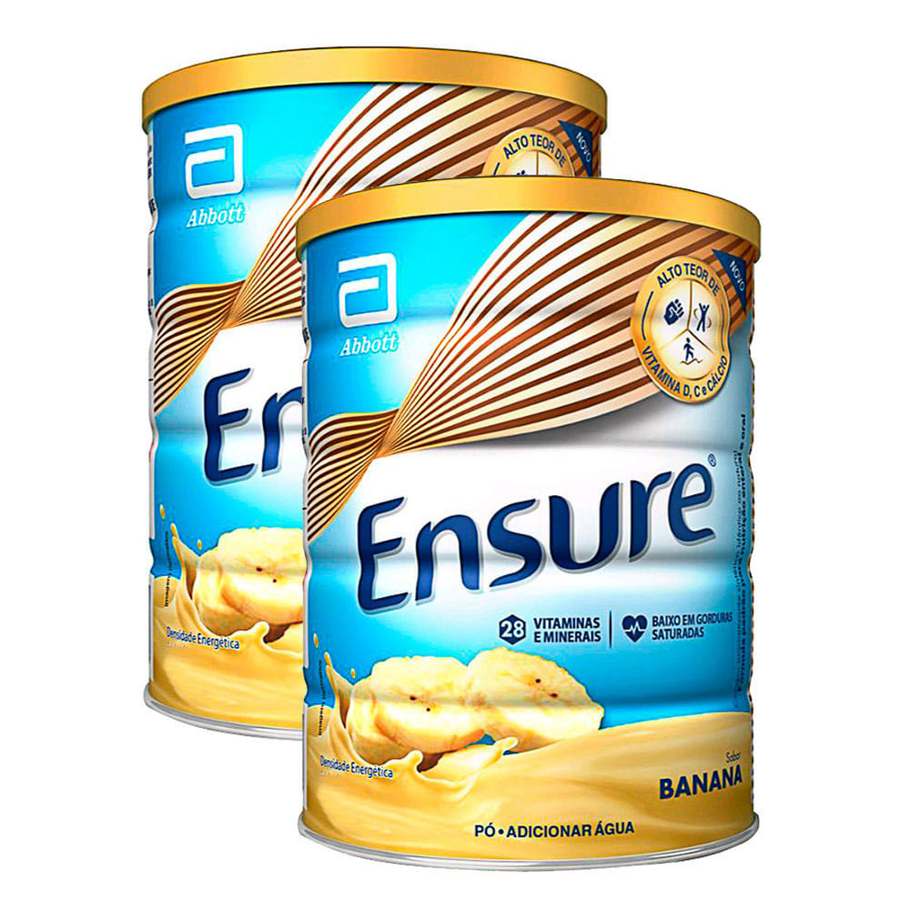 Kit 2 Suplemento Adulto Ensure Pó Sabor Banana 850g