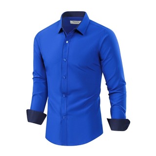Camisa Social Masculina Slim Fit Manga Longa Fácil de Passar e Lavar, Não Desbota e com P…