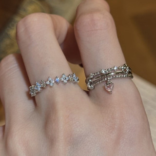 [Estoque pronto] Anel de flor de luxo com luz vintage medieval feminino piscando requintado medieval exclusivo empilhame