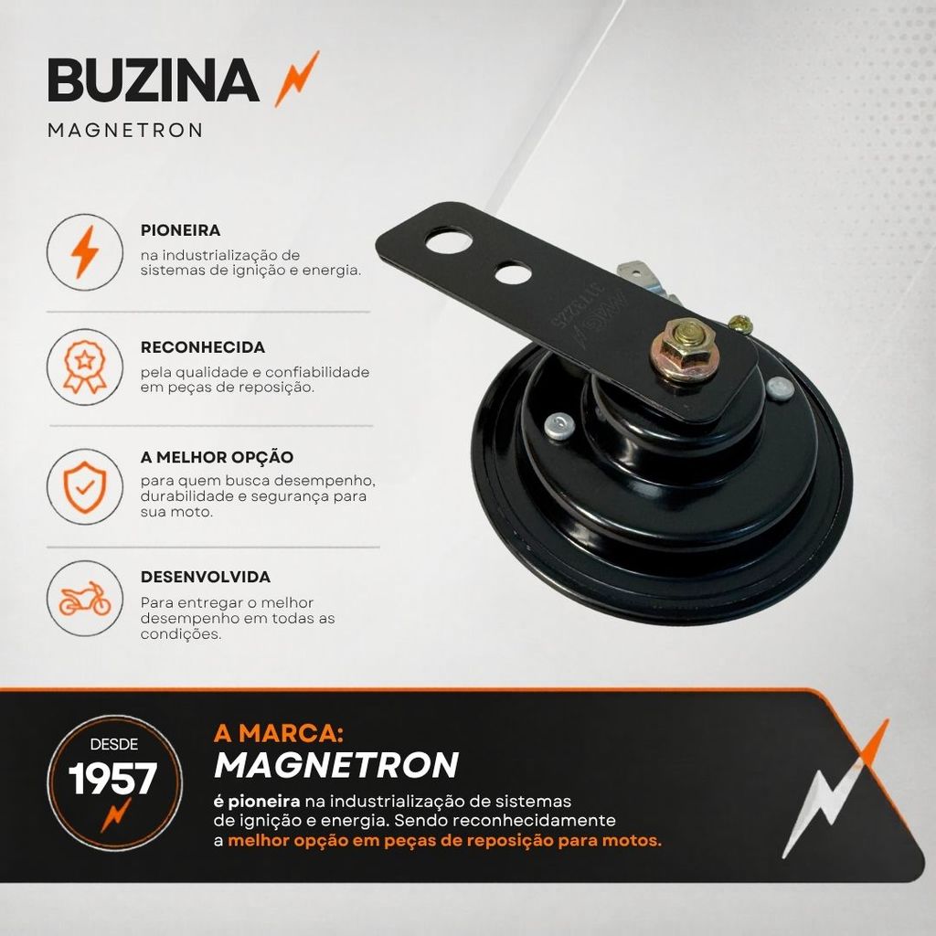 Buzina Moto Para Yamaha YBR 125 XTZ 250 Buzina Lander 250 Magnetron 90265740 — imagem 2 de 2