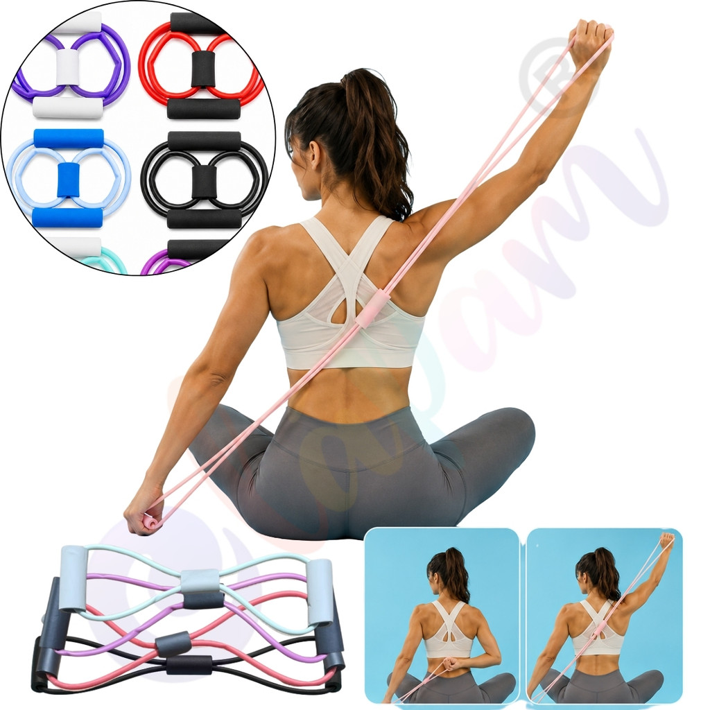 Elástico De Resistência Fitness Com Alças Em Espuma Exercícios Funcionais Musculação E Pilates