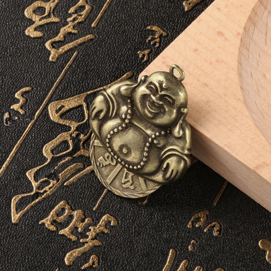 2026 novo estilo antigo Maitreya buda Tag pingente seis caracteres Mantra feliz buda escultura em bronze artesanato20260