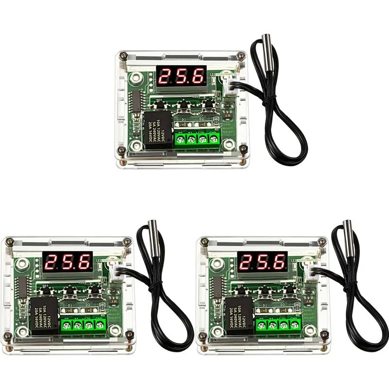 Módulo Controlador De Temperatura De 3 Pces Com Caso , De Termostato Digital Display LED XH W1209 Sonda NTC À Prova Dwat