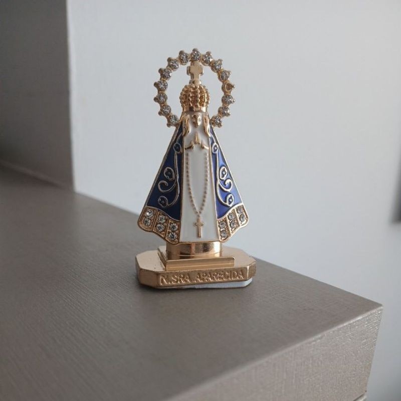 Imagem Nossa Senhora Aparecida Metal Carro Escritório Dupla Face 5-5.5cm