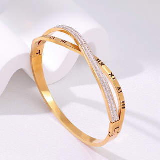 Números Romanos Aço Inoxidável 18-karat Fashion Bangle for Birthday Gift Aniversário De Casamento