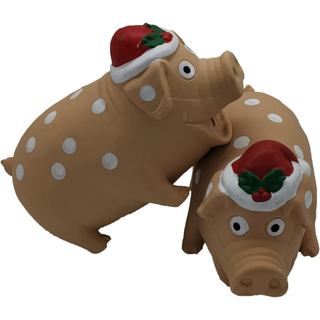Conjunto de 2 Brinquedos de Natal para Cães Interativos, Brinquedo de Látex com Som de Papai Noel, Presente para Cães de