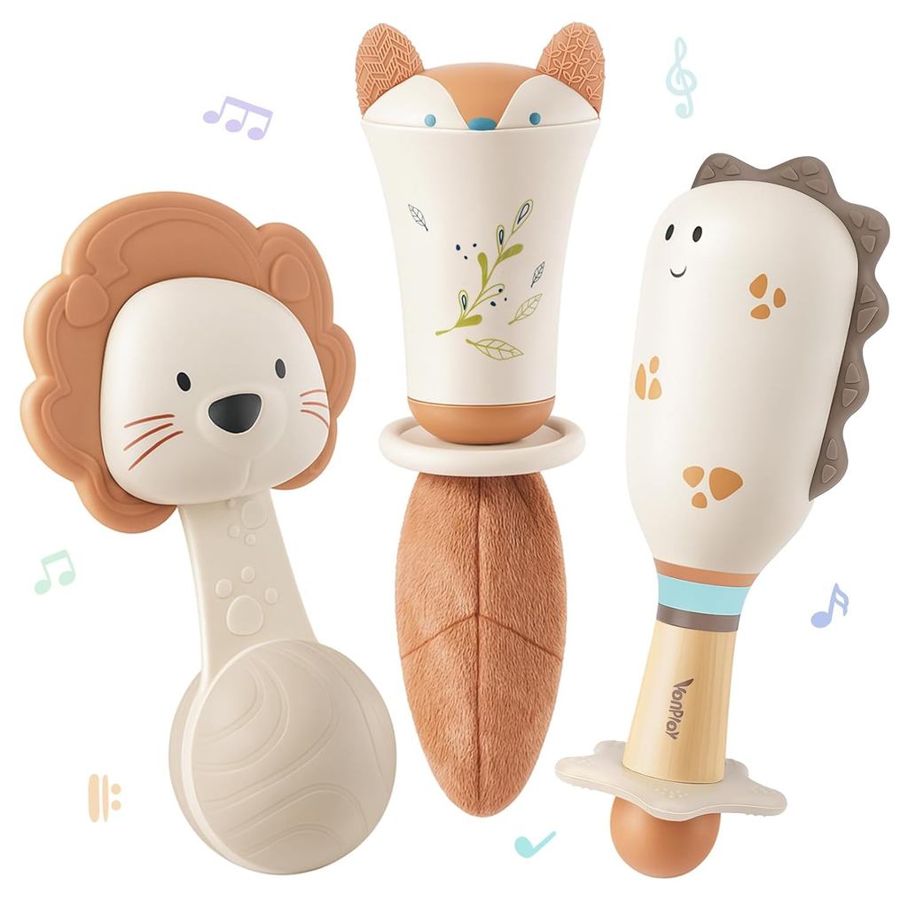 Chocalhos para Bebês - Brinquedos para Dentição 3-6 Meses, Brinquedos para Bebês 0-6 Meses, Brinquedos Sensoriais para R