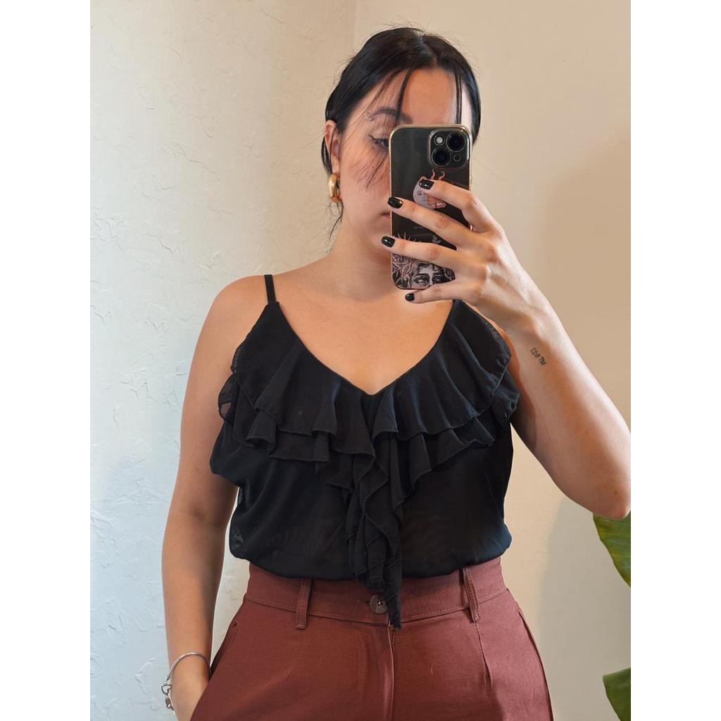 Blusa Valentina com Babados e Alcinha de Tule