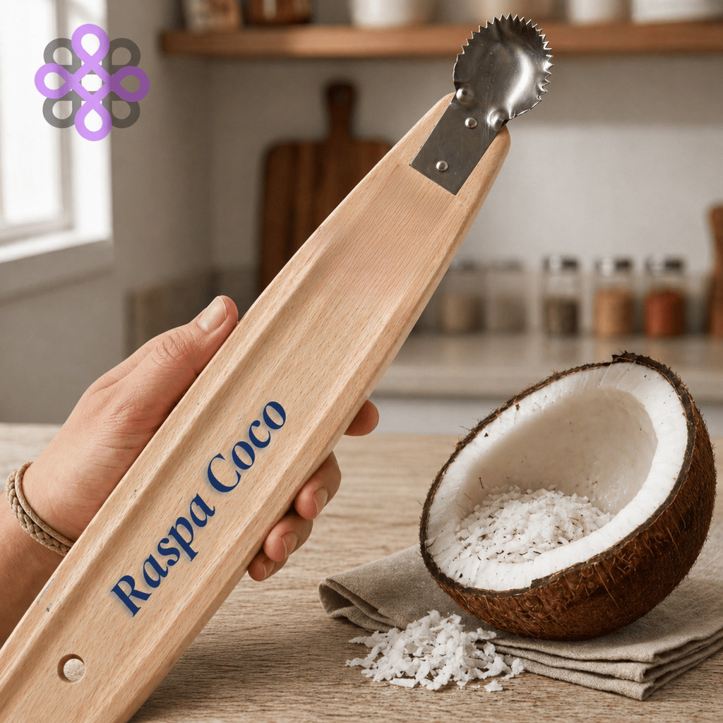 Raspa Coco Manual Ralador Raspador de Madeira com Lâmina Inox 30cm