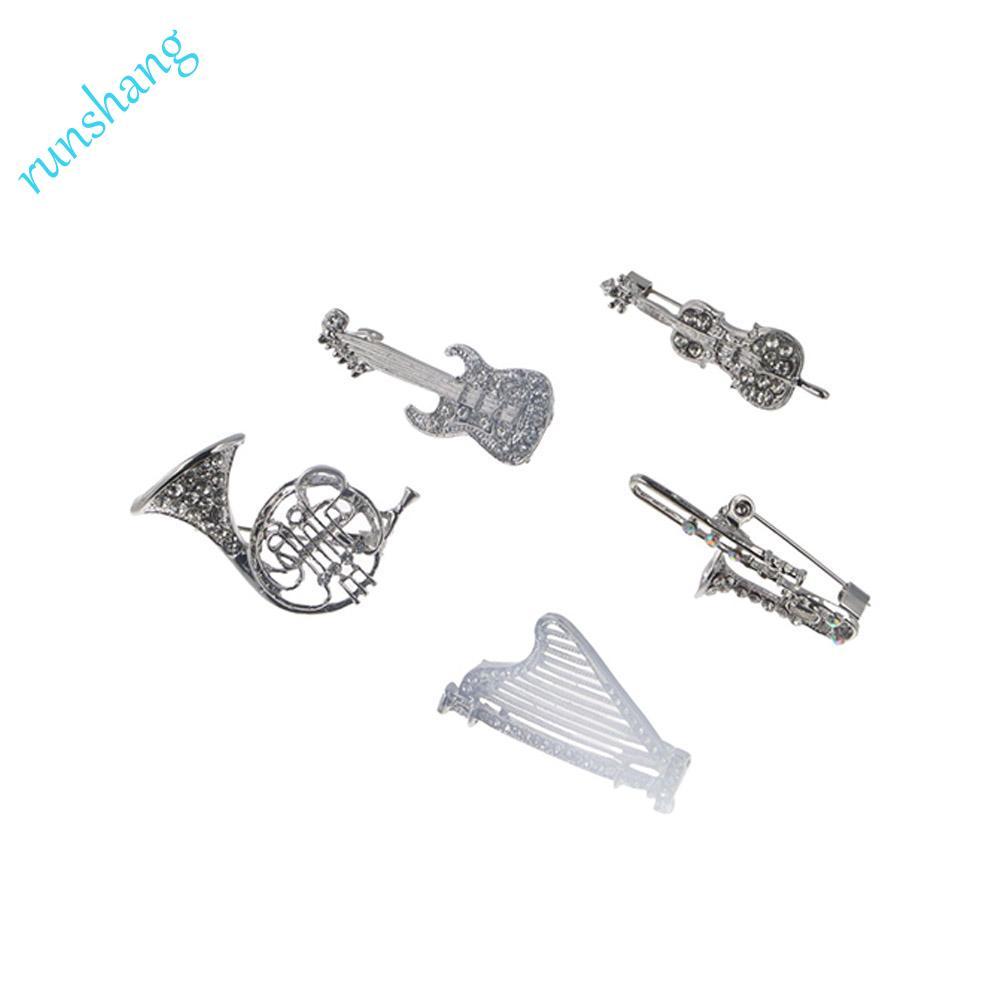 RUNSHANG Feminino Broche Roupas Acessórios Camisola Casaco Colarinho Pino Violino Harpa Guitarra Luxo Sentido Estilo Cor