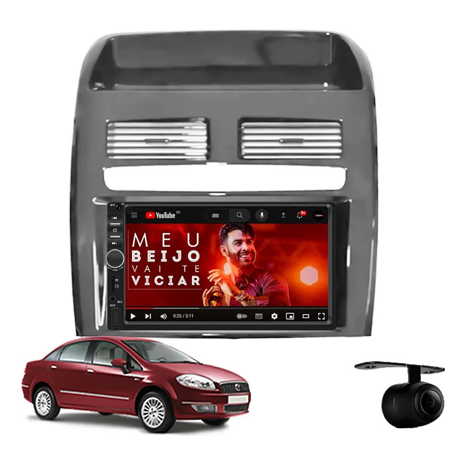 Central Multimídia Fiat Linea Prata 2008 À 2014