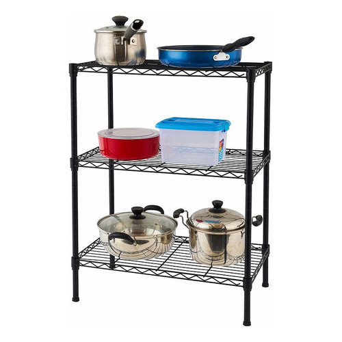 Estante Aço 3 Prateleiras Preta Aramada 90 Cm
