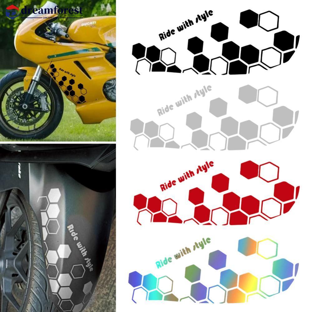DREAMFOREST Universal Motocicleta Frente Fender Corpo Pente Estilo Adesivos Reflexivo Decalque À Prova Dwaterproof Água