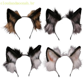 CLO Tiara de Orelhas de Lobo em Pelo Sintético Realista e Fofo para Fantasia de Anime e Cosplay KMH3