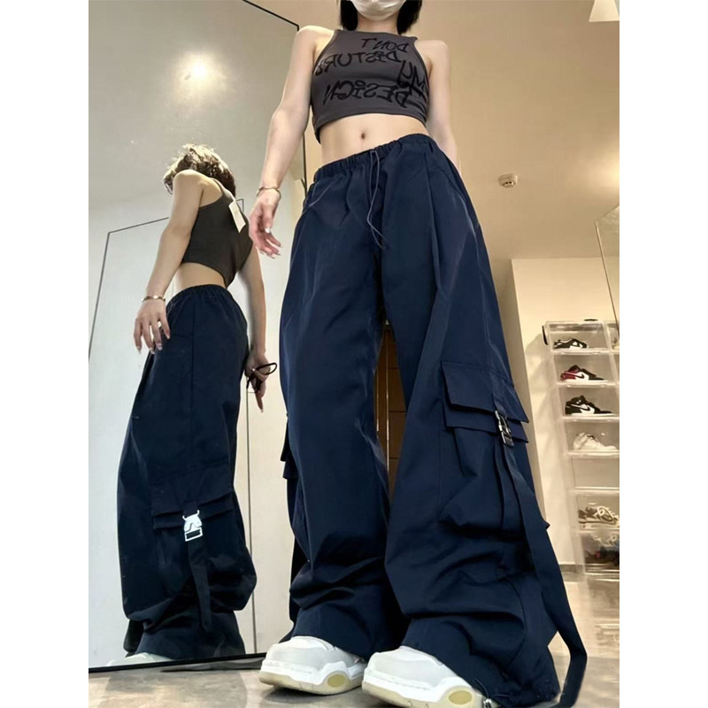 Primavera verão novo estilo feminino Jazz dança calças estilo Retro americano frito rua macacão dança de rua solto calça