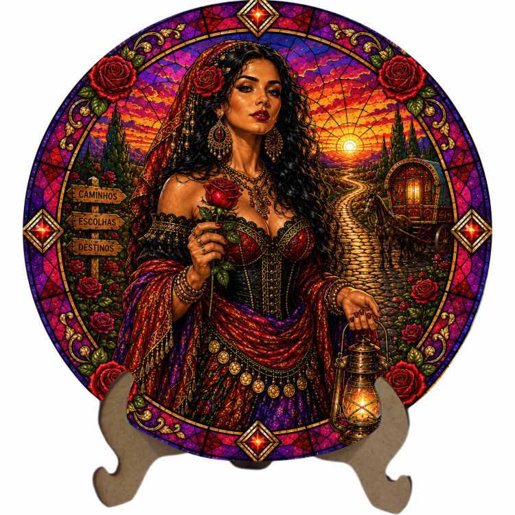 Mandala Cigana Madalena da Estrada em MDF – Arte Decorativa Estilo Vitral
