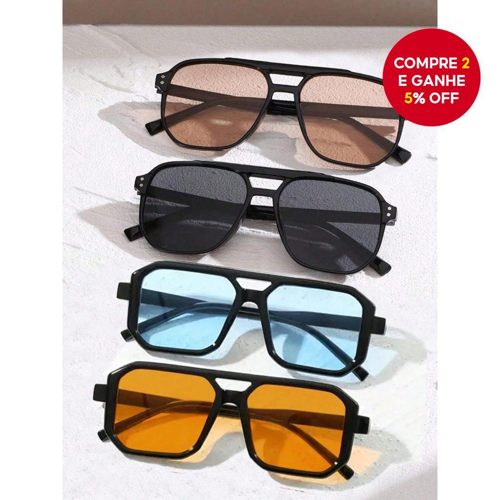4pcs Óculos De Sol Quadrados De Ponte Dupla Retrô Vintage Para Viagens Diárias Ao Ar Livre