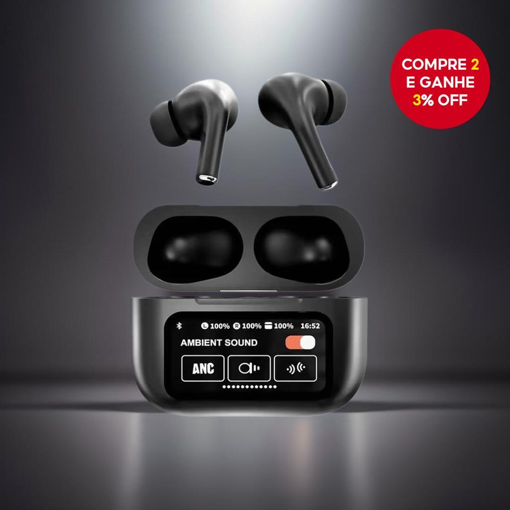 A9 Pro Fones De Ouvido Sem Fio Bluetooth 5.4 Smart Display HD Sound Headsets EQ Modo Transparente Design Compacto Hi-Fi