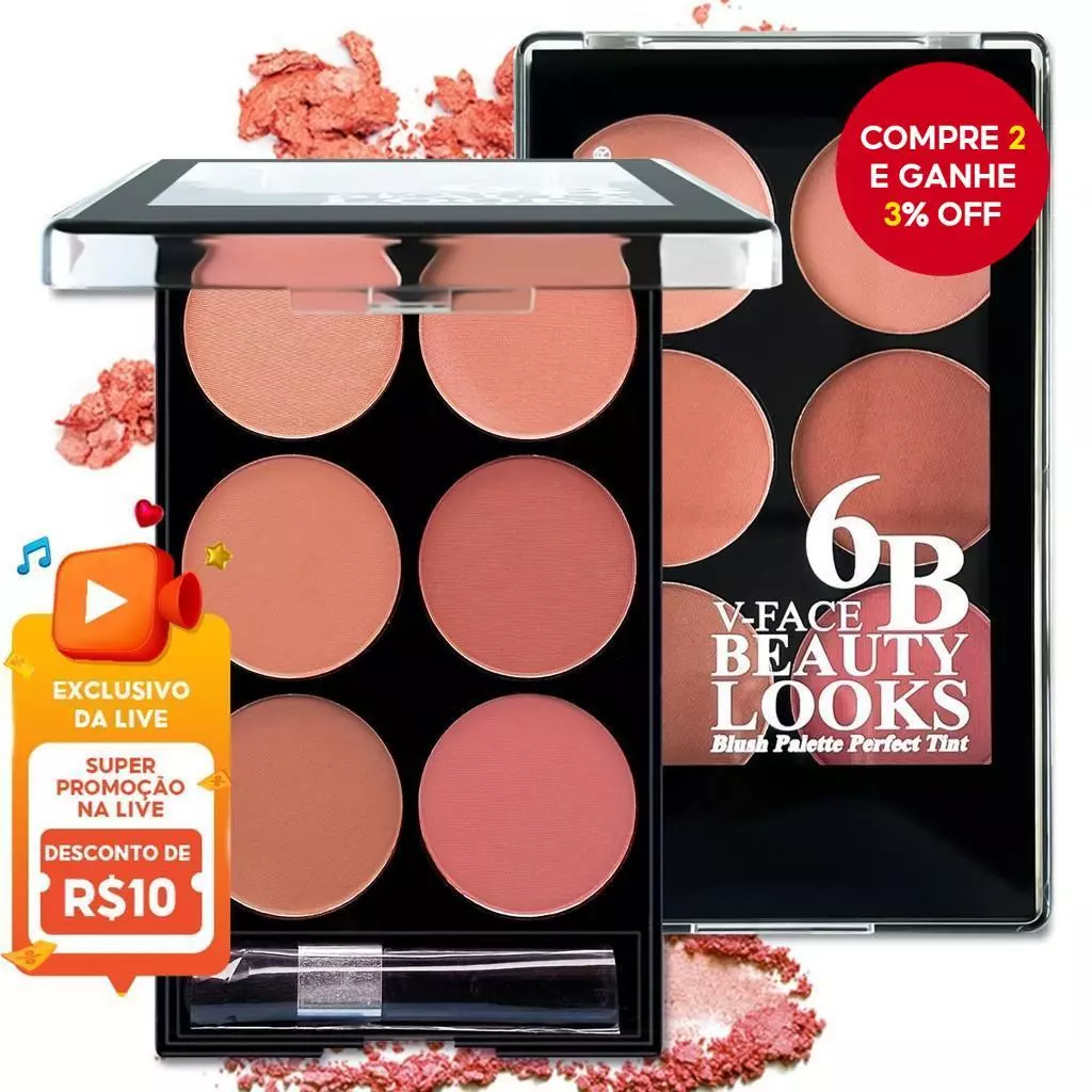 Paleta De Blush Fosco De Seis Cores , Destaque Natural , Pó Facial À Prova D'água , Uso O Dia Todo , Data Romântica , Pr — imagem 1