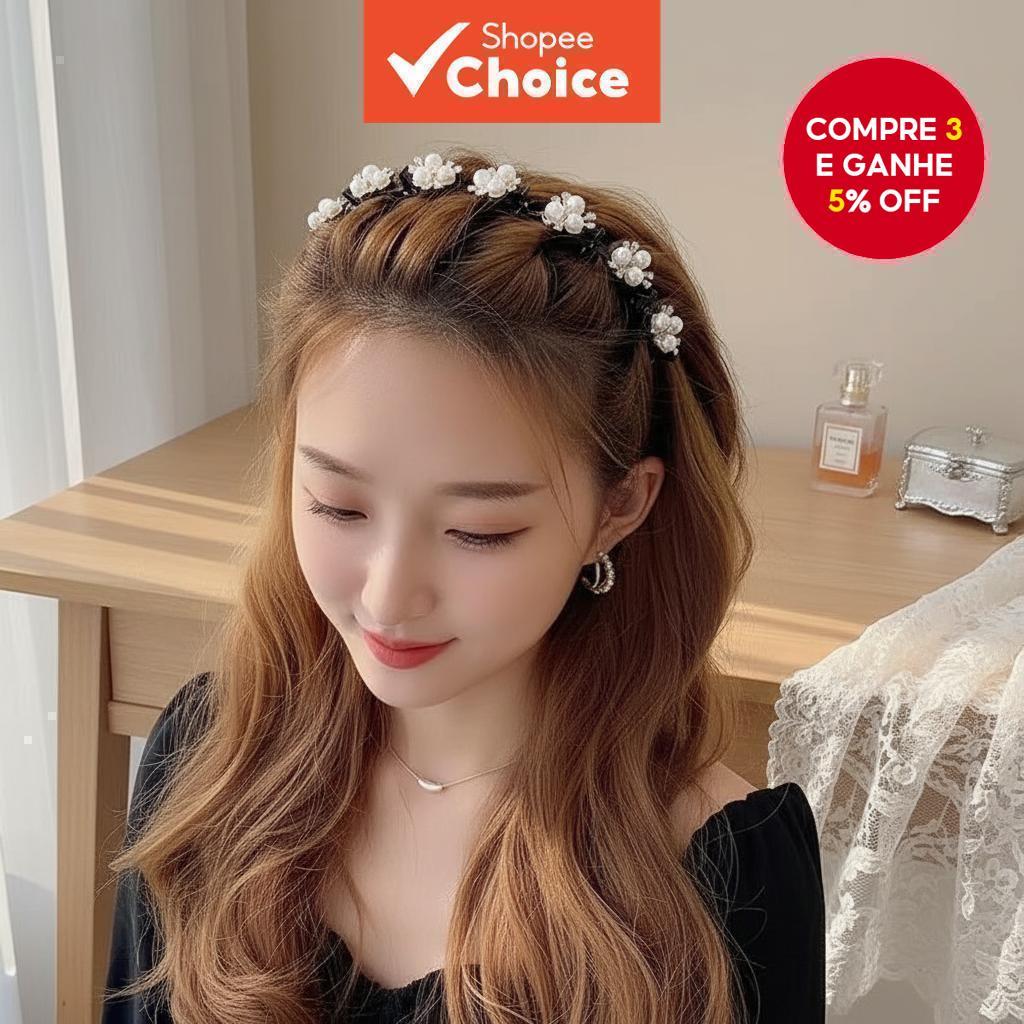Acessório de estilo para franja com presilha de cabelo trançada sem esforço