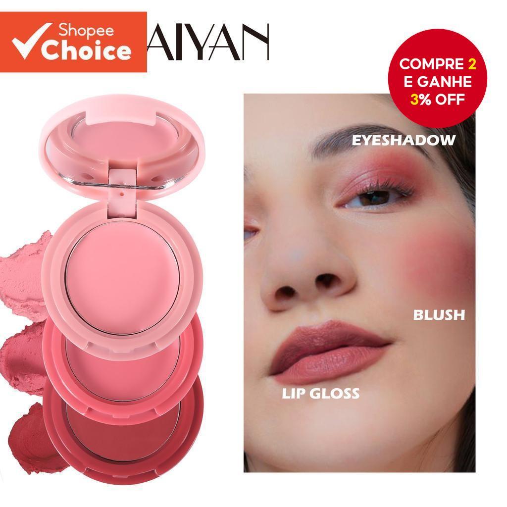 Paleta Festive Trio Cream Blush-Sombra Multifuncional Contour , Holiday Glam E Natural Radiance , Acabamento Fosco Macio