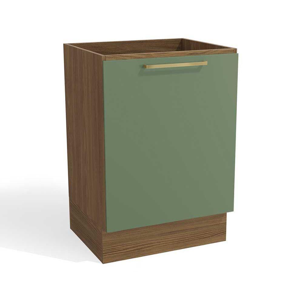 Balcão de Cozinha Botanic M629 1 Porta s/Tampo 60cm Nogueira/Verde Oliva - Kappesberg