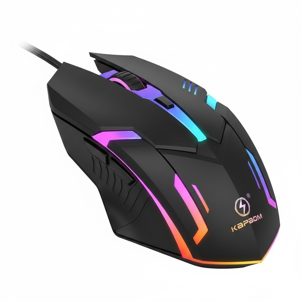 Mouse Gamer para Jogo 2.400 DPI Óptico com Luzes LED RGB USB Kapbom KA-643