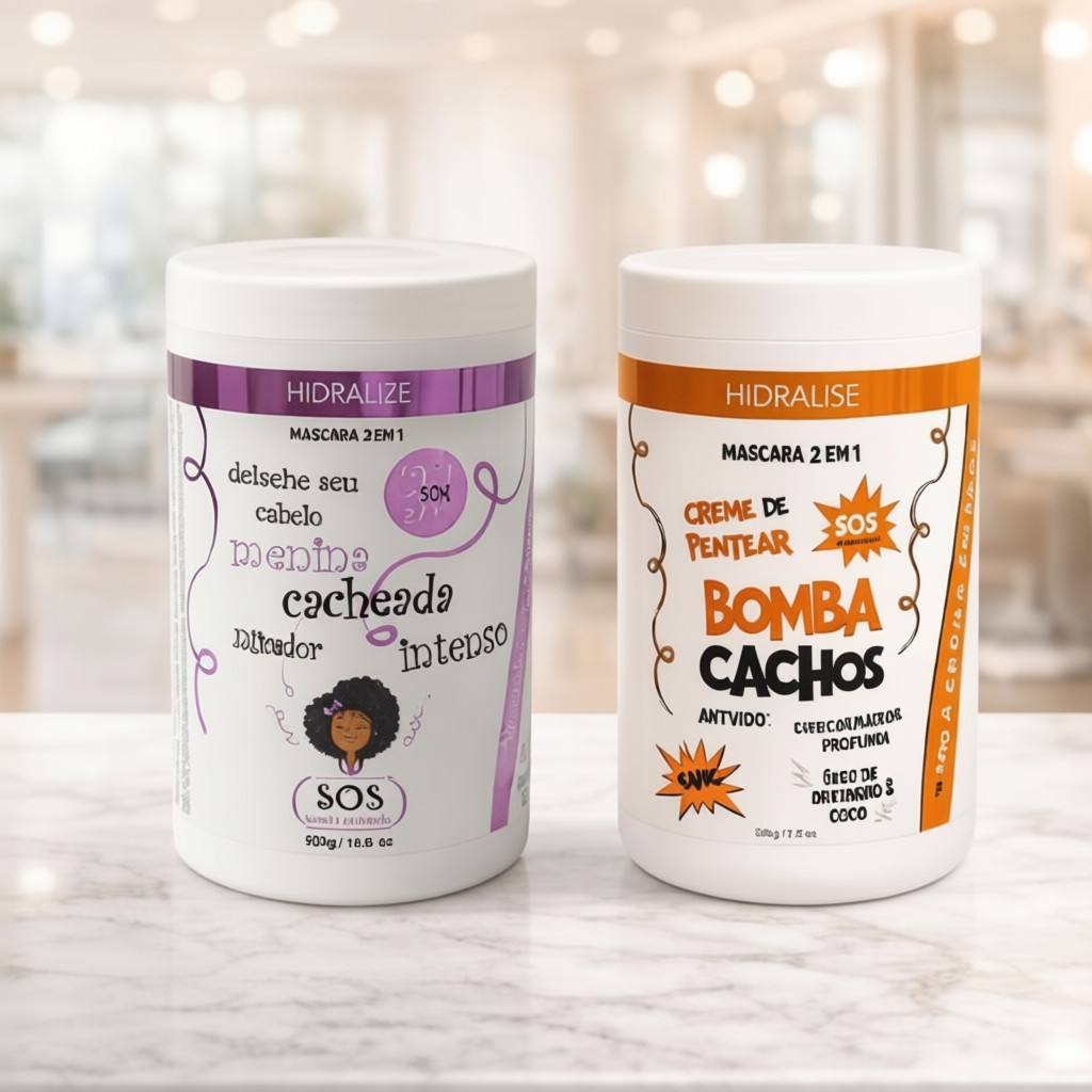Kit Com 2 Bomba Cachos 1kg + Menina Cacheada 1kg