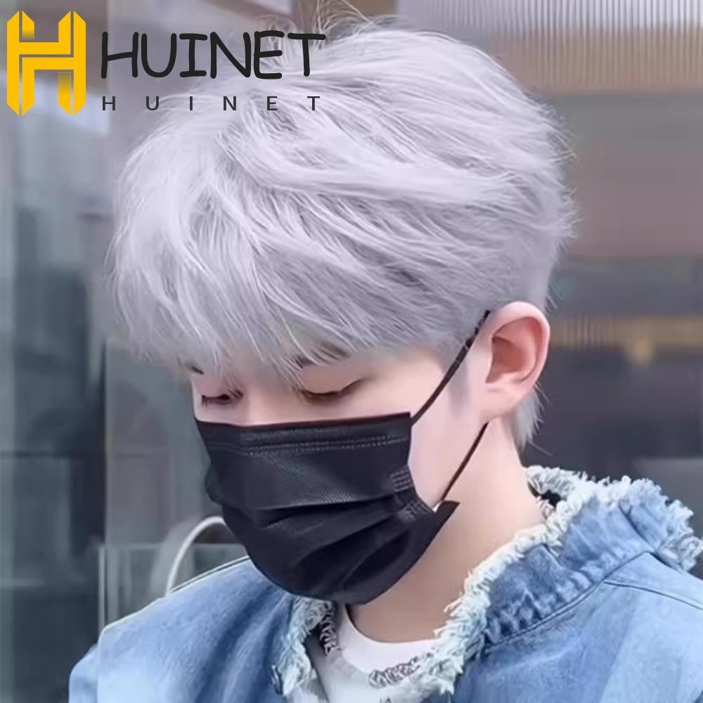 HUINET Anime Perucas Masculinas , Peruca Curta E Reta Fofa Resistente Ao Calor Cosplay Masculina Em Camadas Pretas Doura