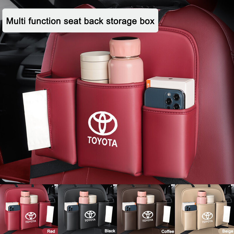 Bolsa de Armazenamento Multifuncional para Encosto de Banco de Carro em Couro para Toyota Corolla Yaris Raize Camry Rav4