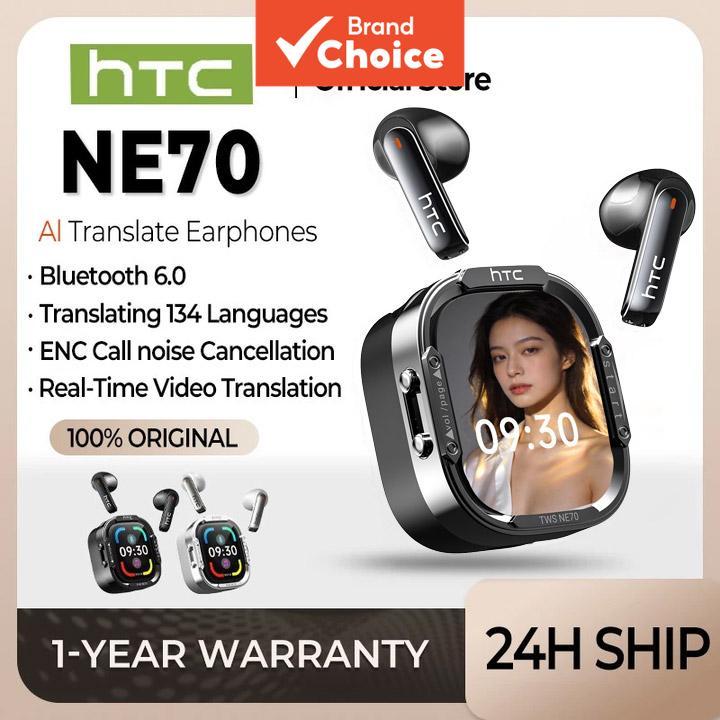 HTC NE70 Fones De Ouvido Com Tradução AI De 134 Idiomas LED Touch Screen TWS HiFi Estéreo Cancelamento De Ruído HD Chama