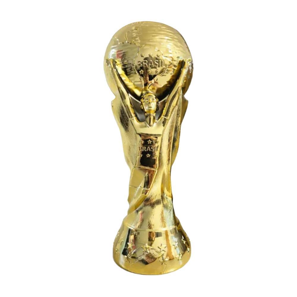 Taça Troféu Copa do Mundo Brasil Futebol 32cm Plástico Dourado