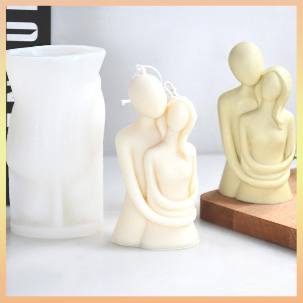 Grande 3D Romântico Casal Retrato Amantes Silicone Vela Molde Escultura Arte Aromaterapia Gesso Decoração Para Casa Pres