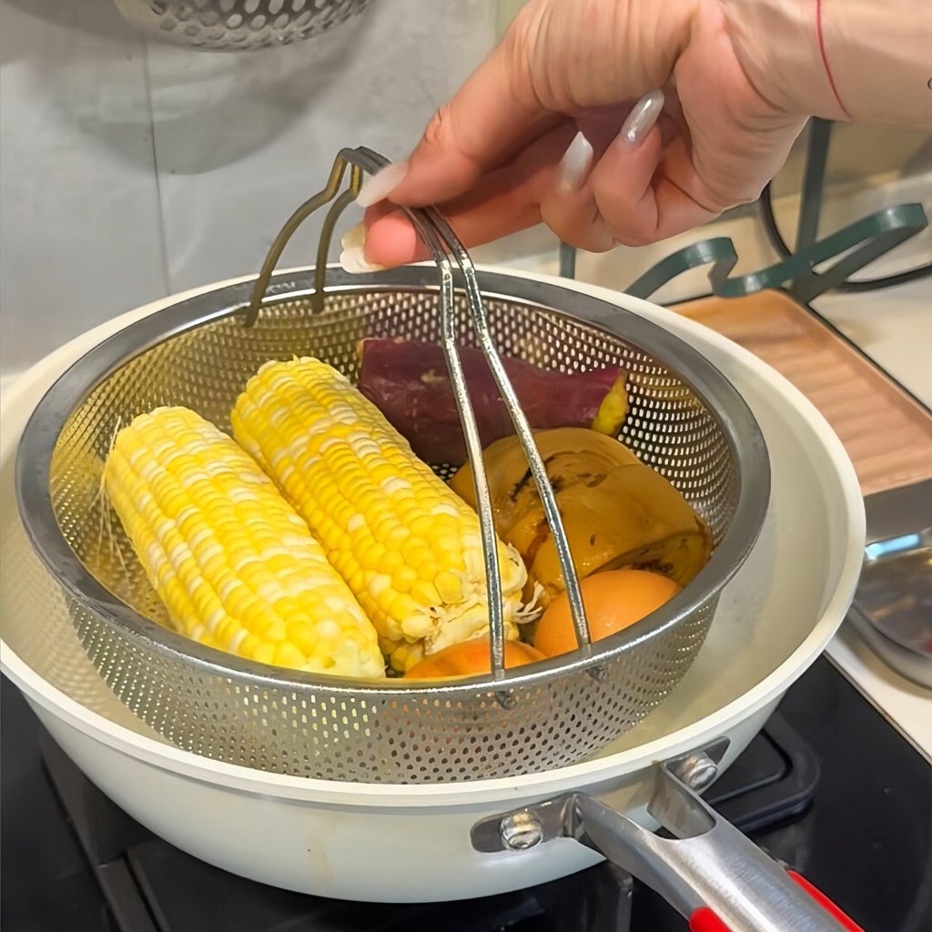 Panela de arroz em aço inoxidável 304, panela de arroz a vapor, pé alto, à prova d'água, Rack de vegetais, portátil de q