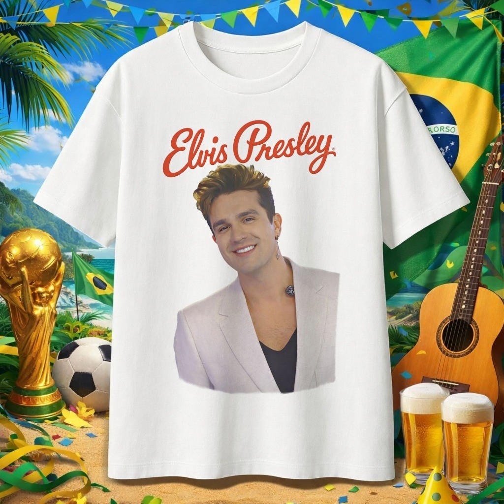 CAMISETA BLUSA LUAN SANTANA ELVIS PRESLEY MEME BRASILEIRO, regata blusa verão moda feminina plus size, camisa engraçada