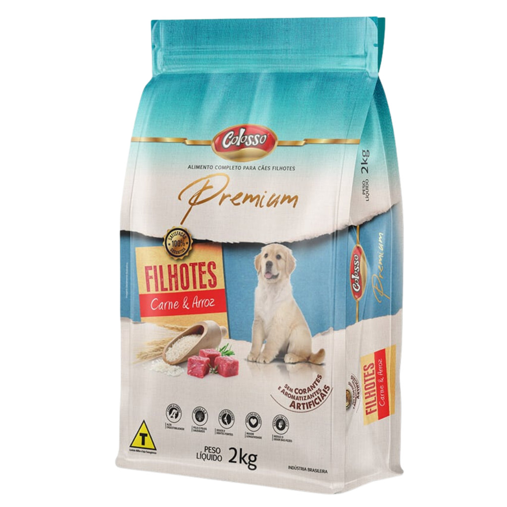 Ração Para Cachorro Filhote Caes Colosso Racao Premium Carne Arroz 2kg