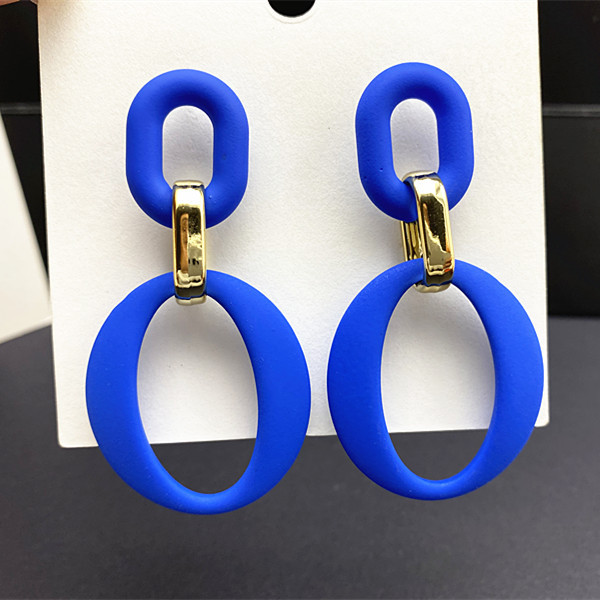 2024 novo estilo na moda coreano único exagerado brincos geométricos 925 prata esterlina agulha moda azul brincos longos
