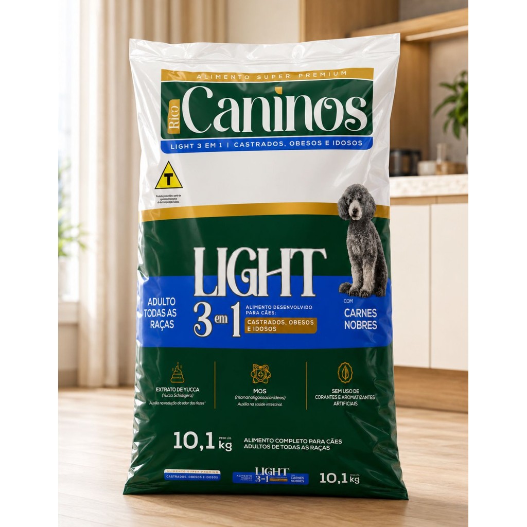 Ração Cachorro Light Idoso Bio Caninos Premium Carne 10kg Obeso Castrado Velho