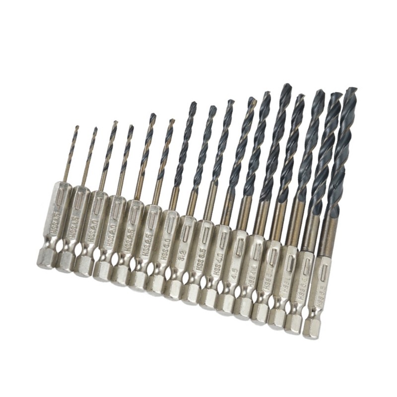 HL 16 Peças De Brocas De Metal E Plástico , Variedade Helicoidais De Haste Hexagonal 1 5-6 5mm Com Estojo Organizador Pa