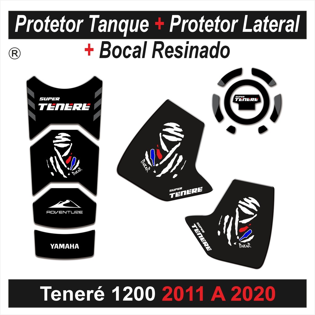 Adesivo Protetor de Tanque + Bocal + Lateral W178 Resinado 3d para Moto Yamaha Super Tenere 1200 de ano 2011 a 2020